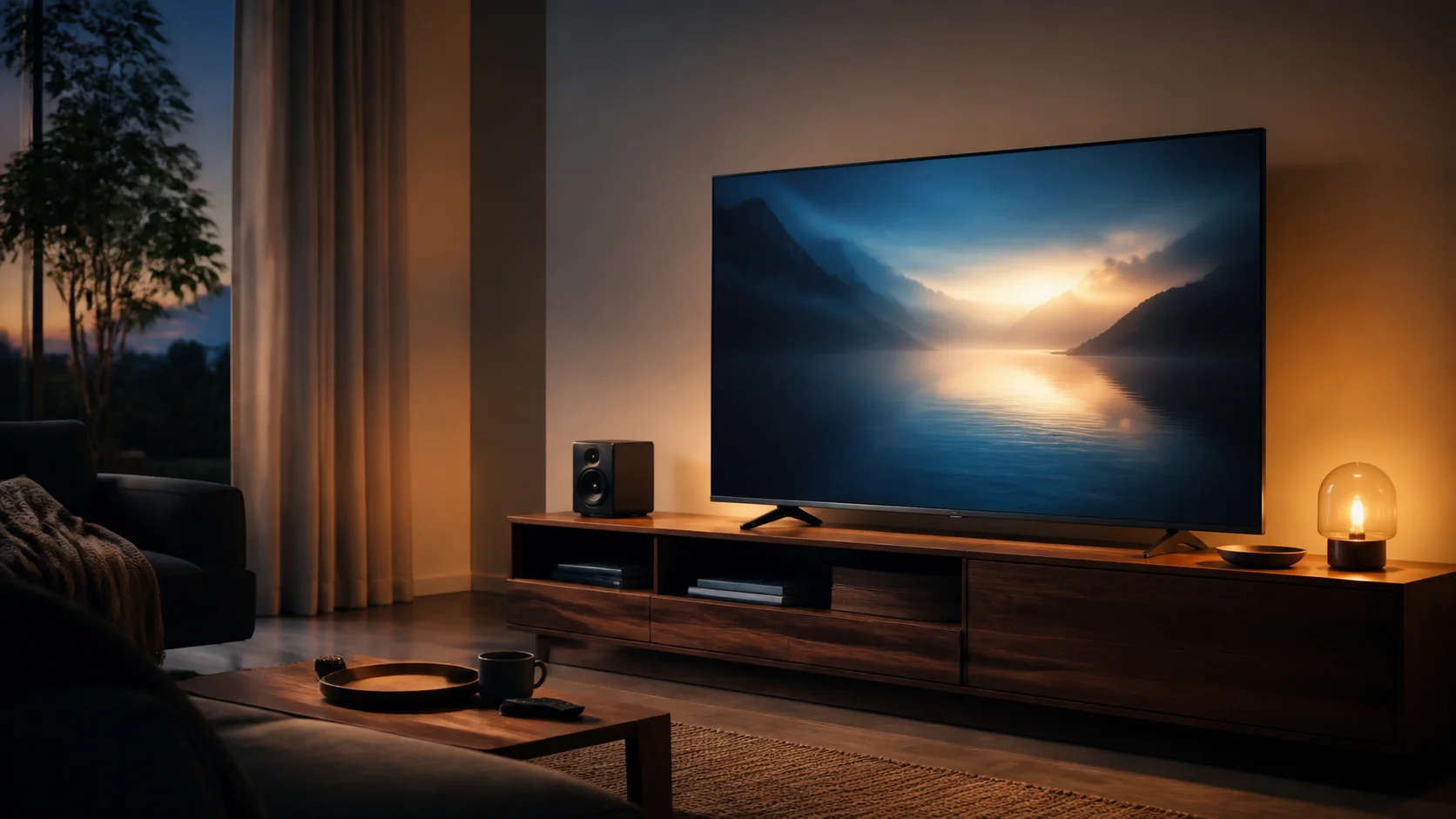 Smart-TV in einem modernen Wohnzimmer als Symbol für den IPTV-Anbietervergleich